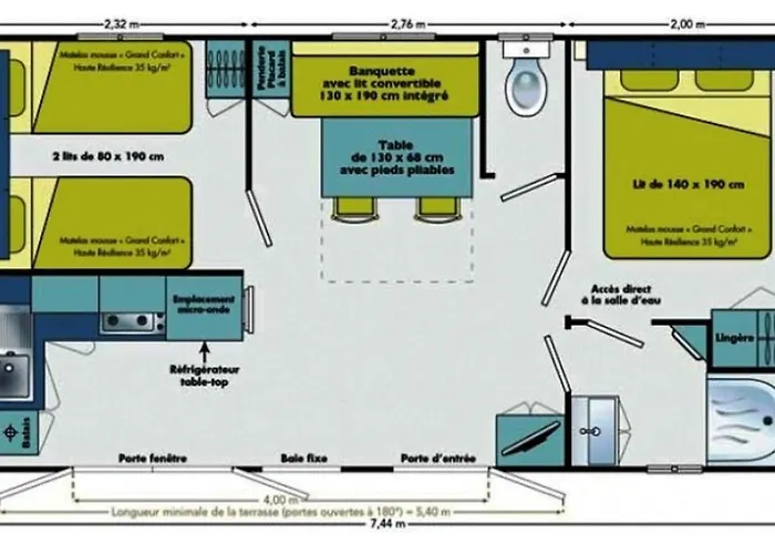Campsite Mobil-home 4 Pers, 2 Ch, Jardin Et Barbecue - Api-1-52-1349